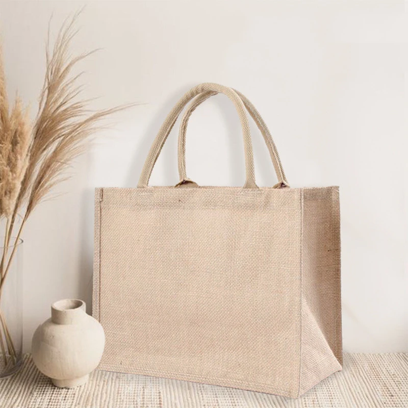 Jute Bag Covered With Waterproof Core-covered Handle, Jute Bag