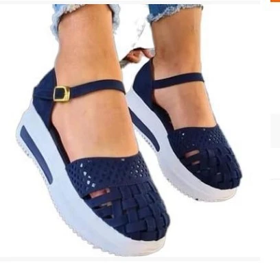 Spring And Summer New European And American Large Size Shoes Thick-soled Hollow Pine