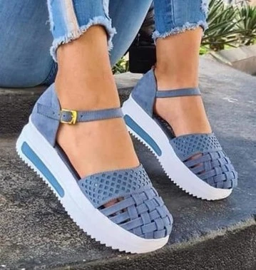 Spring And Summer New European And American Large Size Shoes Thick-soled Hollow Pine