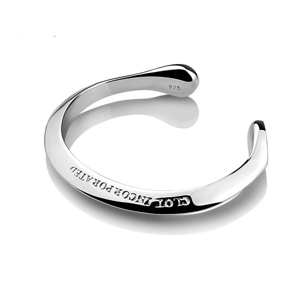 925 Sterling Silver Bracelet Male And Female Students Japanese And Korean Version Of Card SeriesBracelet Simple Edge Silver Bracelet Gift