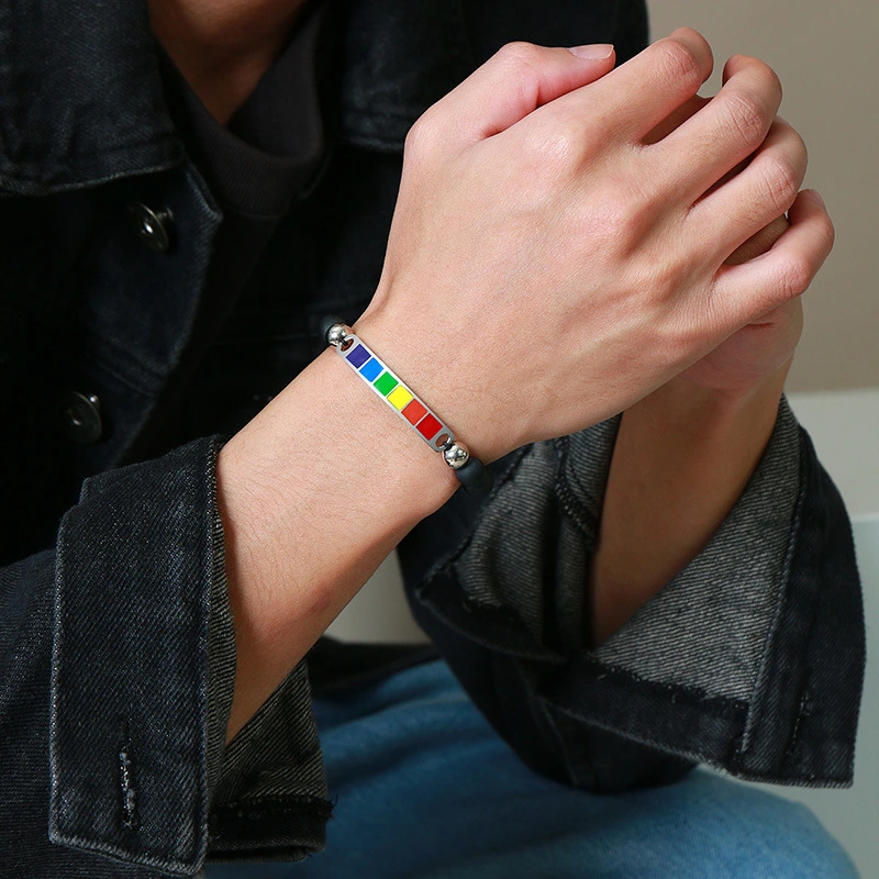 Jinshengfeng Jewelry Rainbow Beaded Agate Rainbow Bracelet