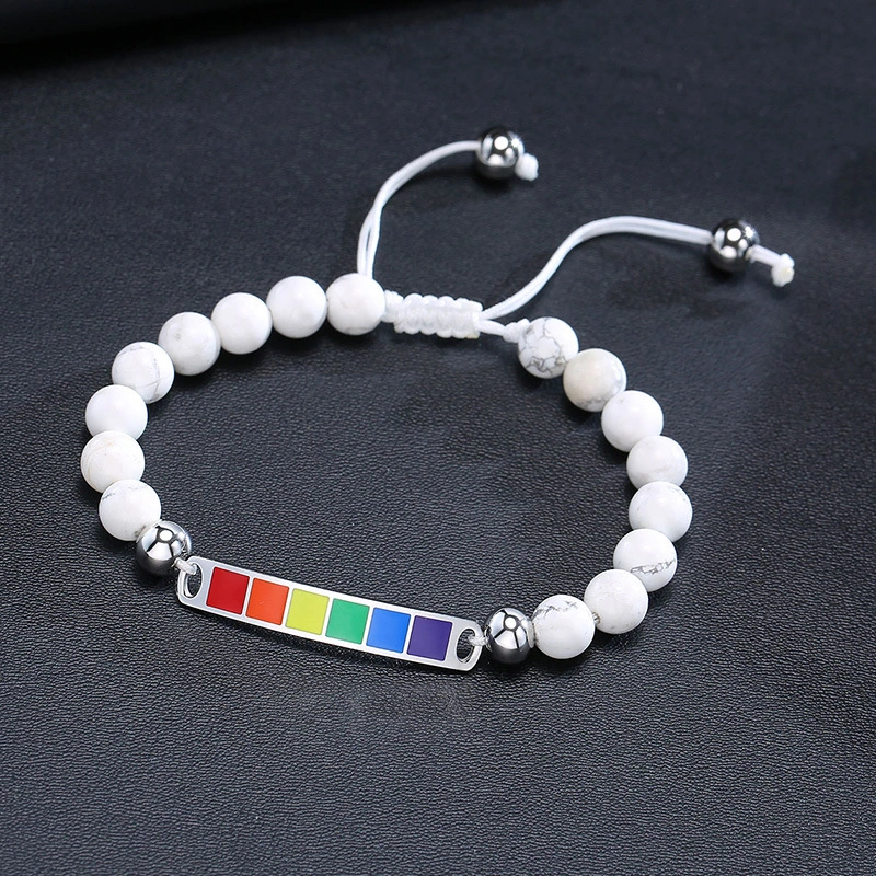 Jinshengfeng Jewelry Rainbow Beaded Agate Rainbow Bracelet