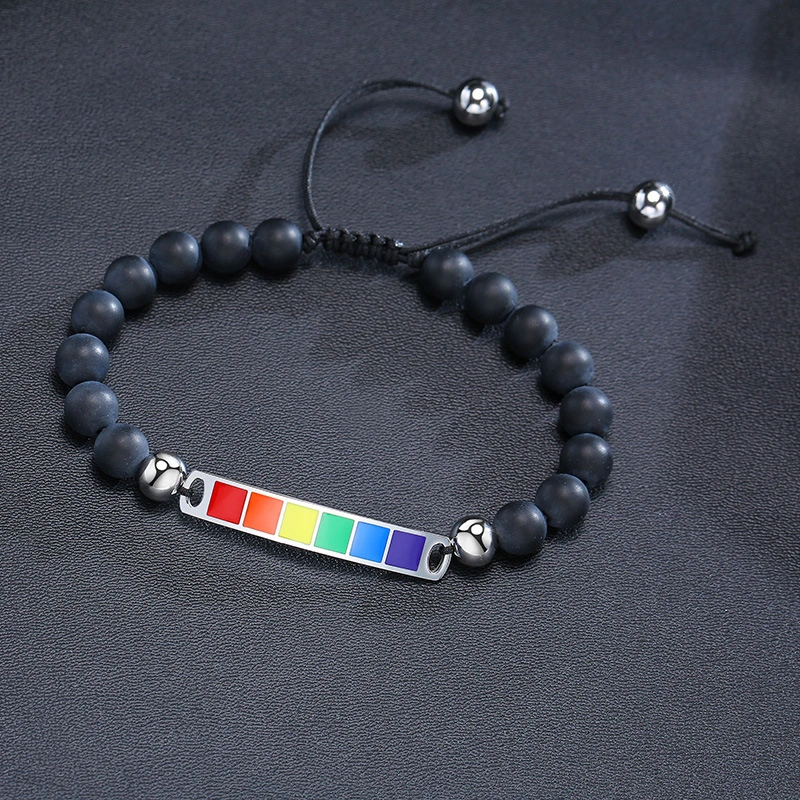 Jinshengfeng Jewelry Rainbow Beaded Agate Rainbow Bracelet