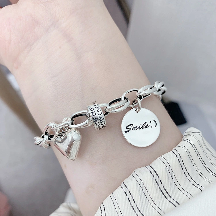 Fashion Smile Letter Round Card Hand Ring