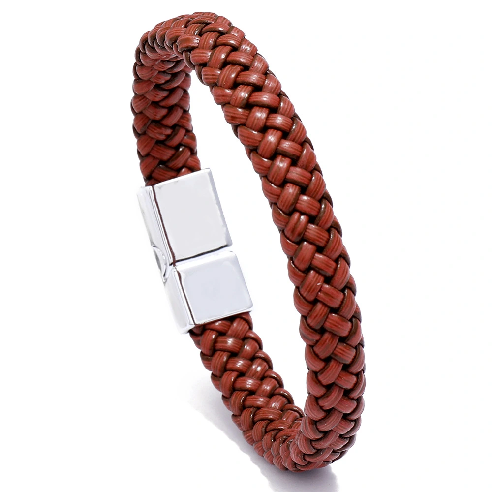 Men's Leather Jewelry Jewelry Ethnic Style Retro Alloy Magnetic Buckle Leather Bracelet