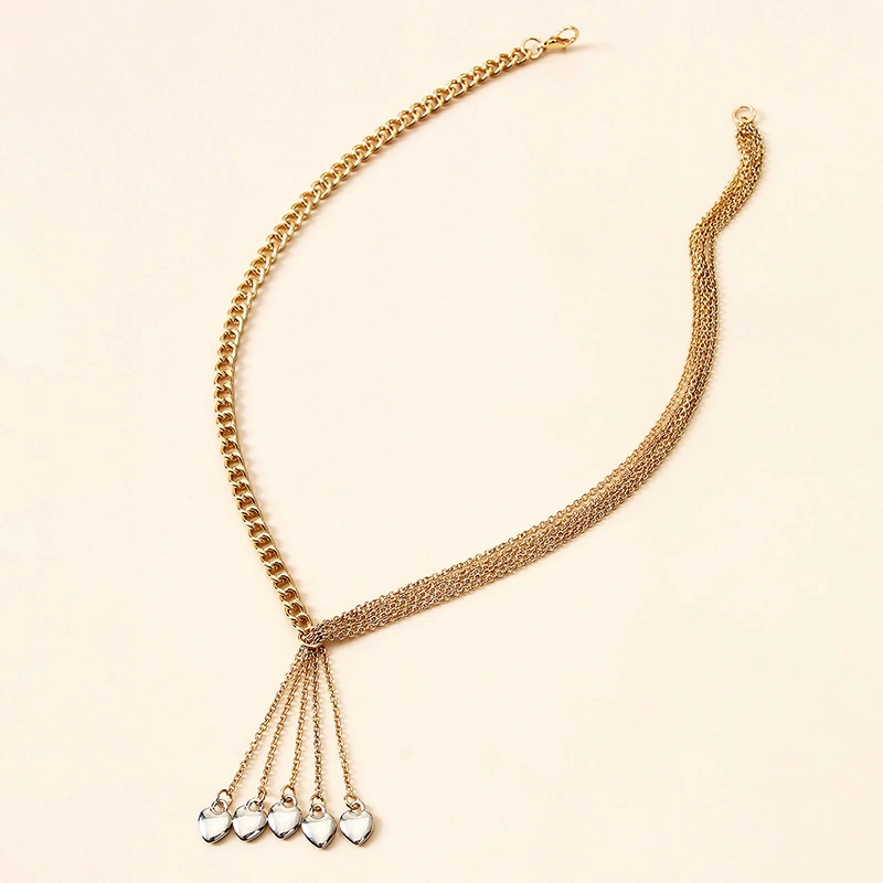 Ins Style Mix And Match Chain Tassel Love Pendant Necklace