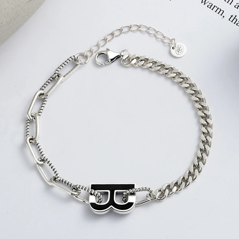 Fashion Sterling Silver Letter B Bracelet