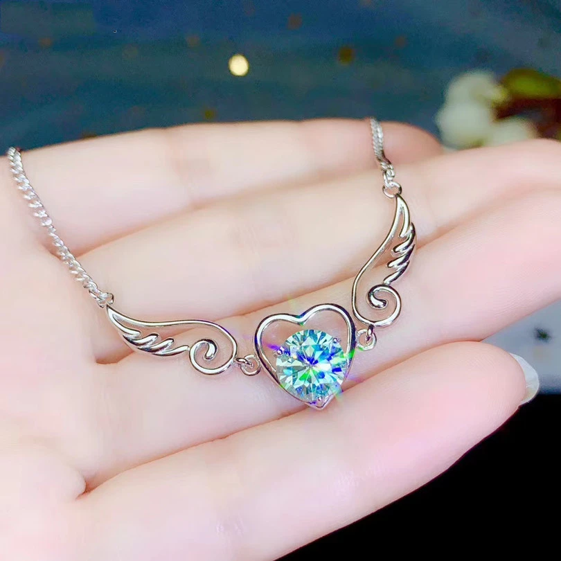 Moissan Diamond Heart Shape Love Angel Wing Fashion Bracelet Women's Valentine's Day Gift 925 Silver