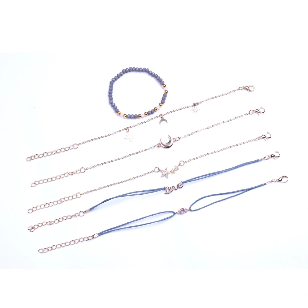 Letter Pendant Woven Beaded Combination Six-Piece Female Bracelet