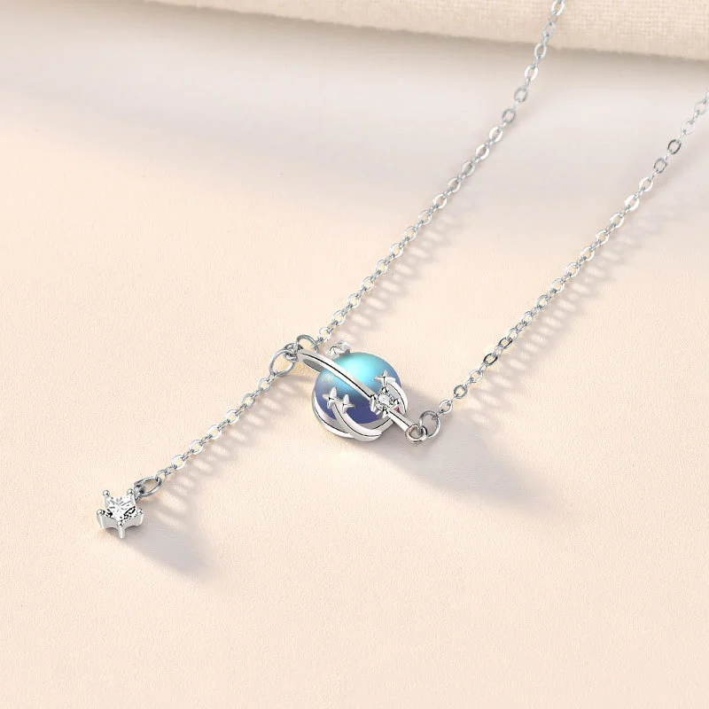 S925 Sterling Silver Moonstone Planet Bracelet