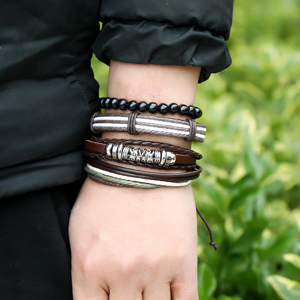 Vintage Braided Suit Cowhide Bracelet Diy Bracelet