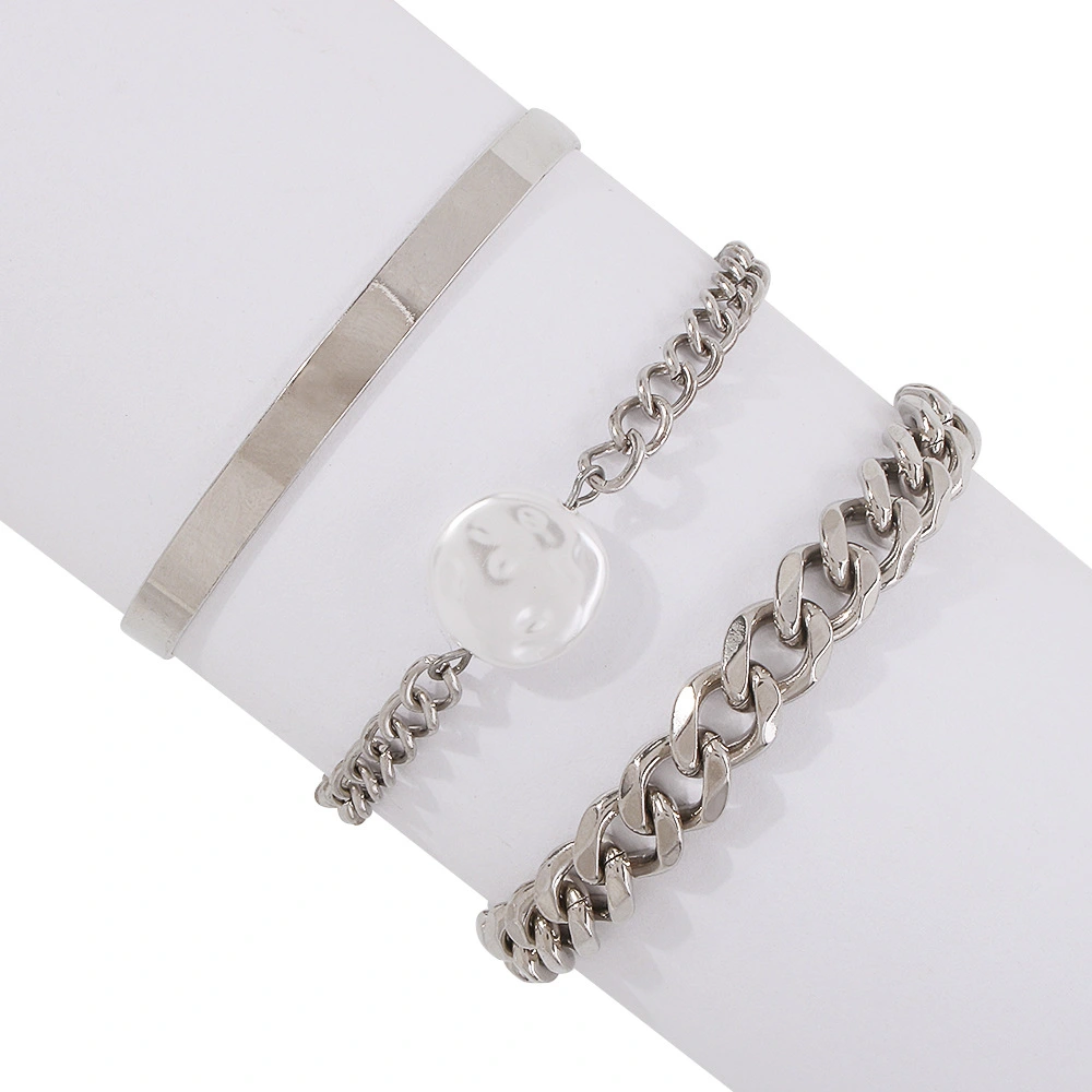 Pearl Hip Hop Chain Simple And Fashionable New Bracelet Set