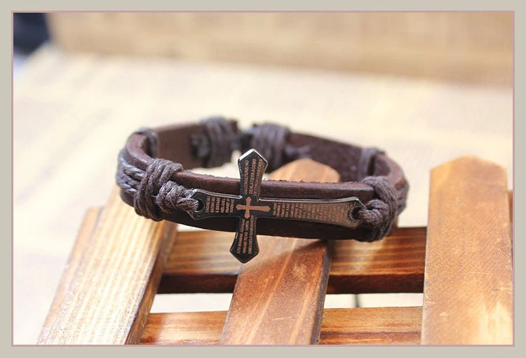 Fashion Vintage Cowhide Cross Bracelet