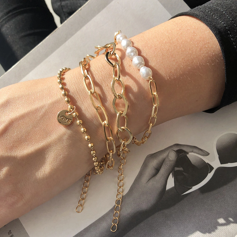 Hand Ornaments Female Ins Simple Style Personality Exaggerated Combination Bracelet