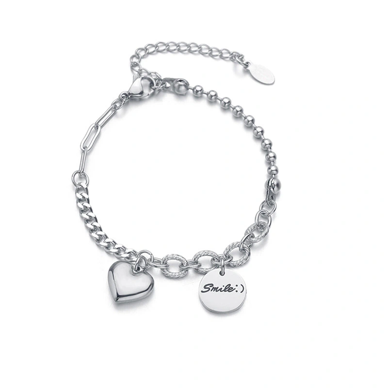 Stitching Titanium Steel Non-fading Peach Heart Bracelet For Lovers Of Foreign Trade