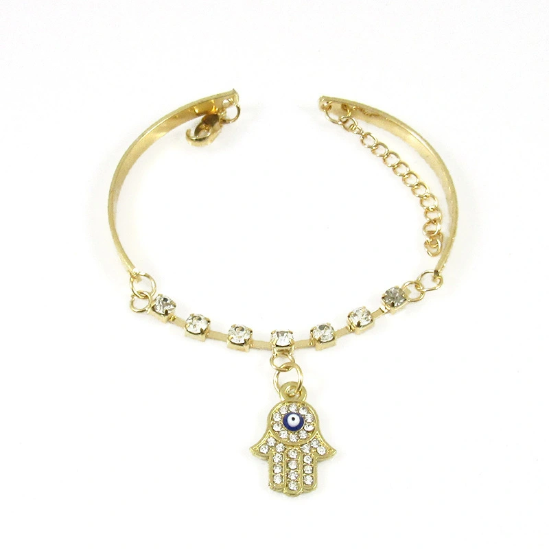 Simple And Versatile Diamond-studded Evil Eye Fatima's Hand Bracelet Bergamot Simple Bracelet