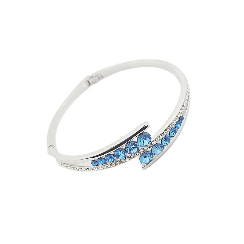 Emosa Jewelry Foreign Trade Zinc Adopts Austrian Imported Crystal Blue Round Bracelet