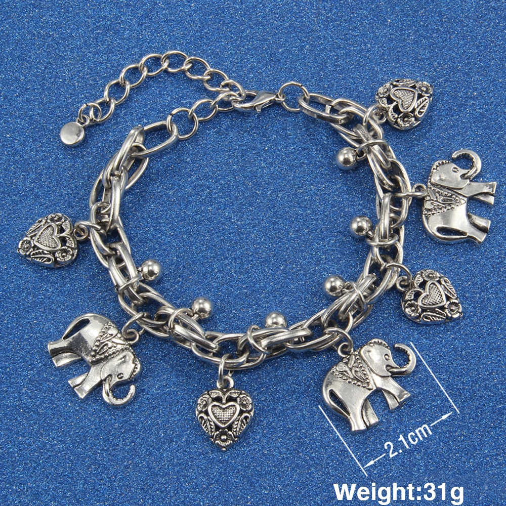 Vintage Elephant Feet Decorated With Love Clavicle Chain
