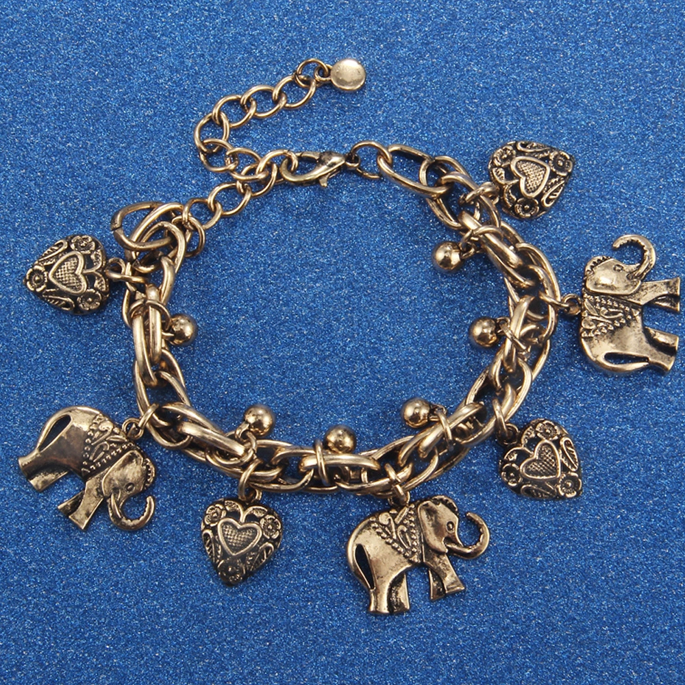 Vintage Elephant Feet Decorated With Love Clavicle Chain