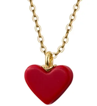 S925 Silver Love Necklace Female Red Heart-shaped Short Clavicle Chain