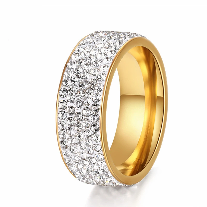 Full Diamond Men's And Women's Stainless Steel Jewelry Ring
