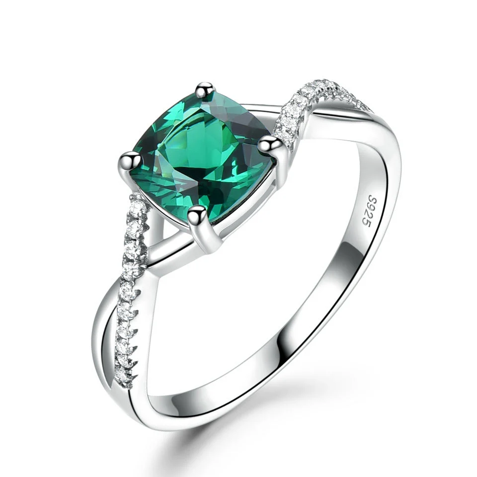 Ladies Emerald Ring Sterling Silver