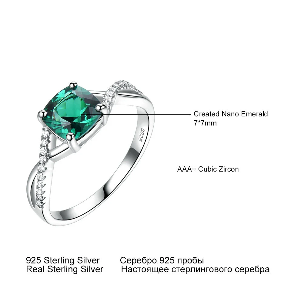 Ladies Emerald Ring Sterling Silver