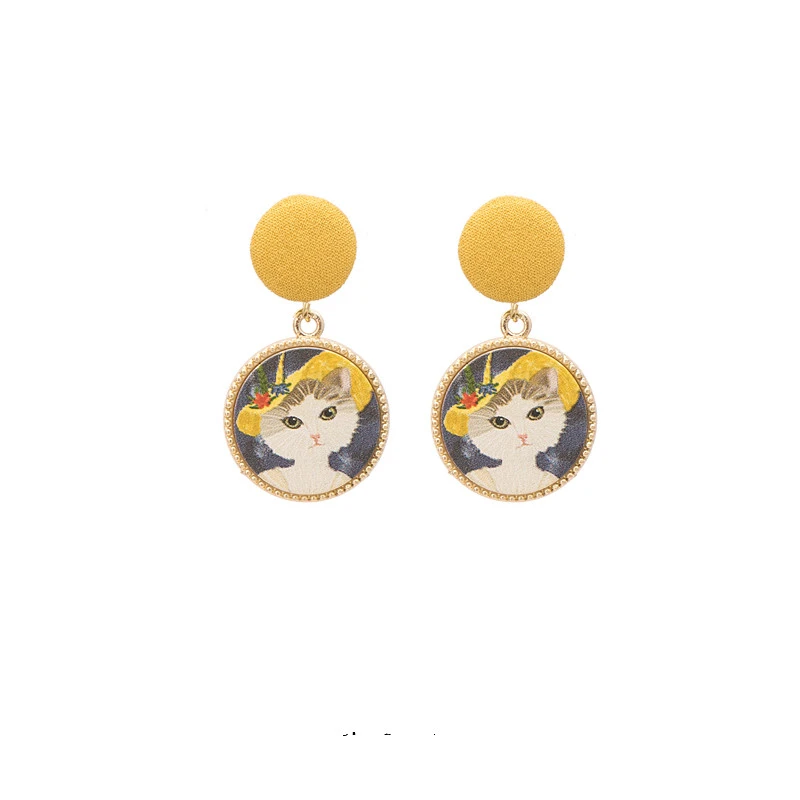 IPINK Retro Hong Kong Flavor 925 Sterling Silver Cat Vintage Girl Personality Earrings Without Pierced Female Ear Clip 342