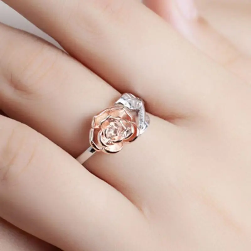 Ring Female Alloy Rose Gold Plated Two-tone Adjustable Ring