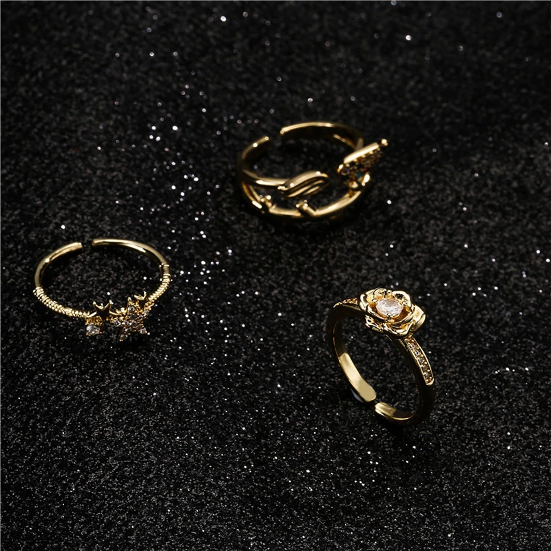 Japanese And Korean Fashion Angel Wing Ring With Adjustable Opening Design