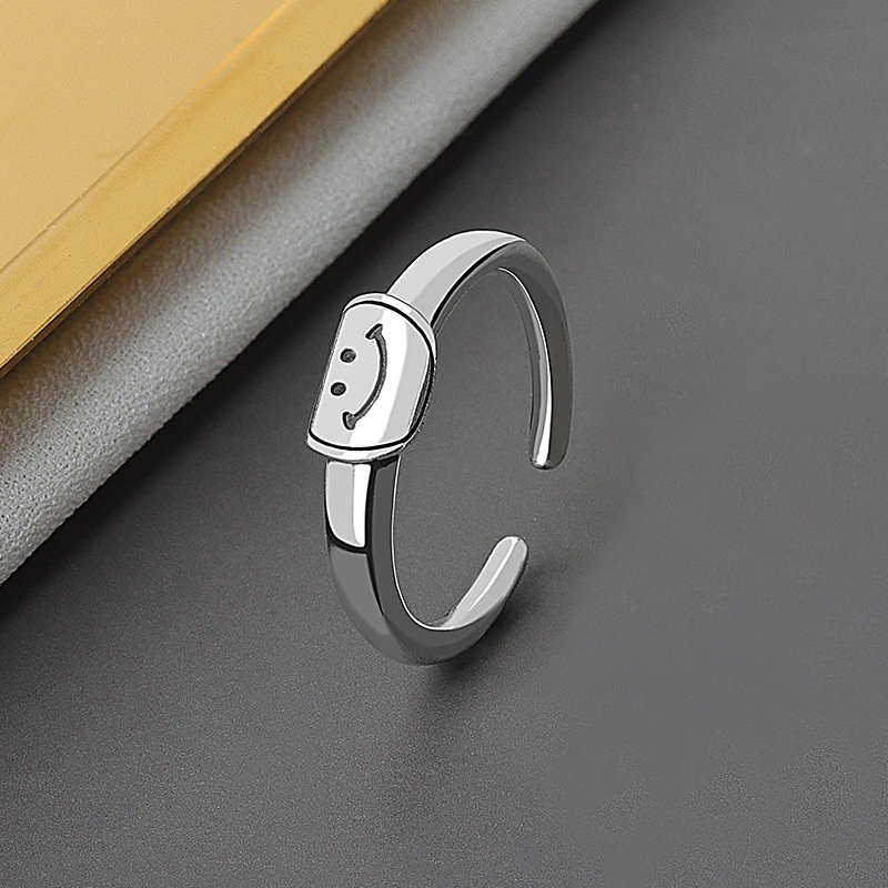 Golden Smiley Ring Simple Temperament Forest Retro