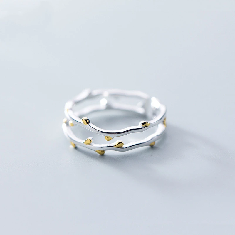 Literature And Art Double-layer Branch Ring Temperament Index Finger Ring