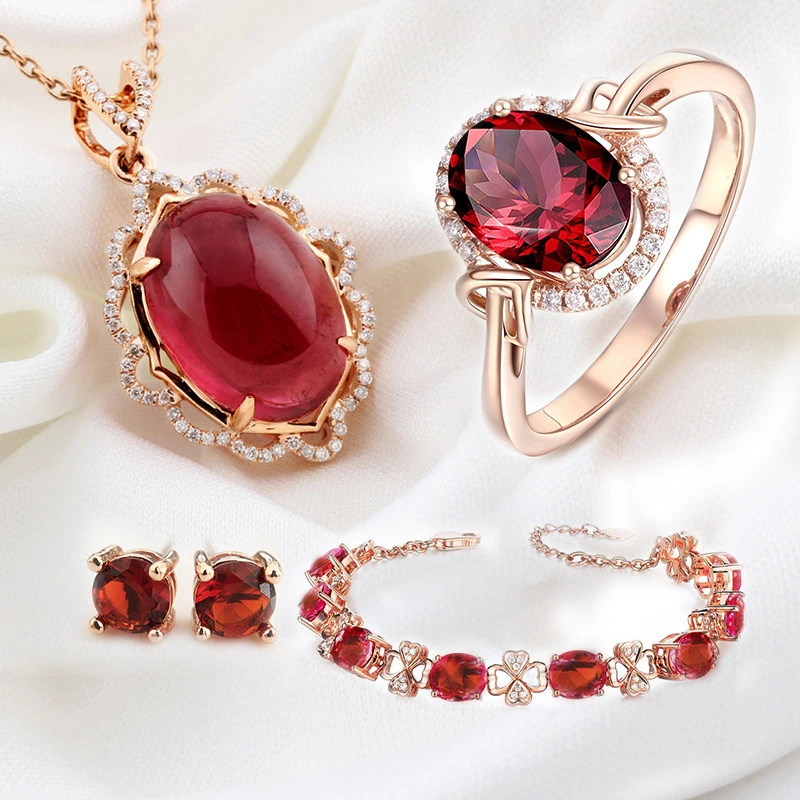 Pigeon Blood Ruby Jewelry Set Four Piece Set