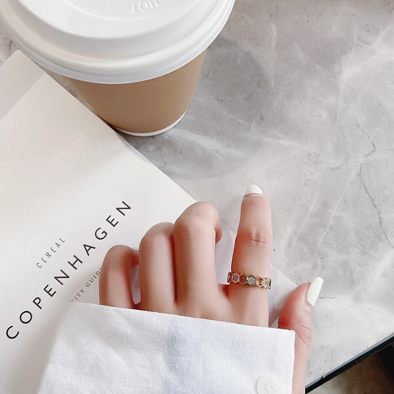 Hexagonal  Ring Female Fashion Personality Exaggerated Index Finger