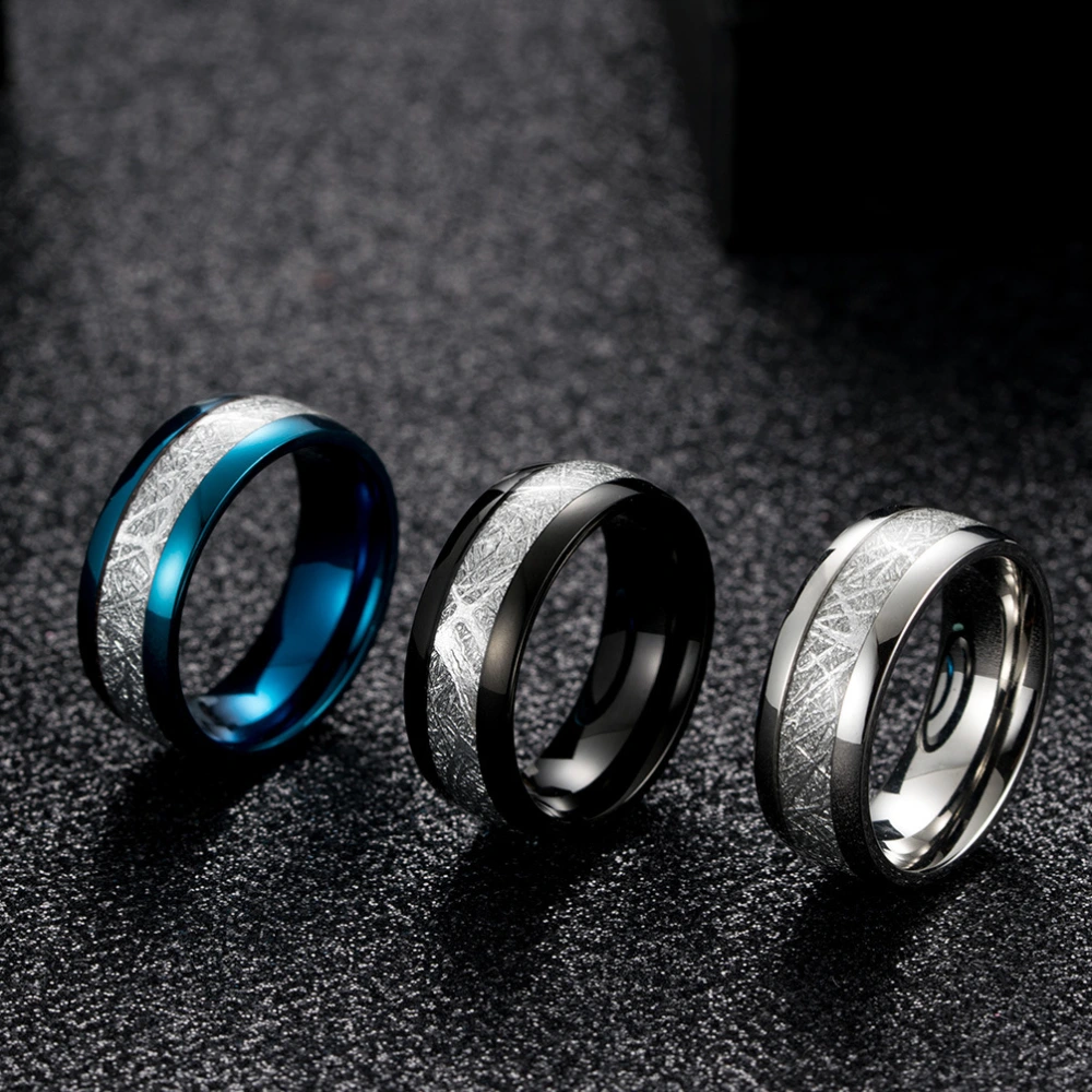 Ice Silk Foil Men's Ring Titanium Steel Ring Accessories