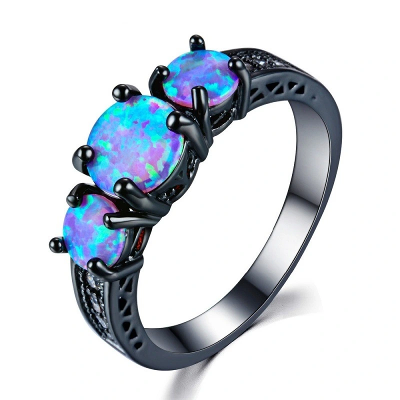 European And American Fashion Opal Ring, Opal Black Gold Jewelry