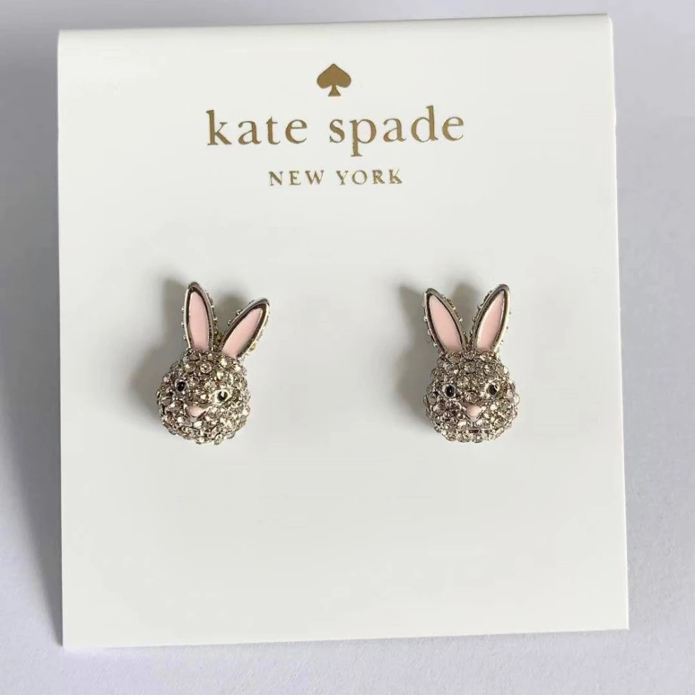 Silver Full Diamond Cute All-match Bunny Earrings