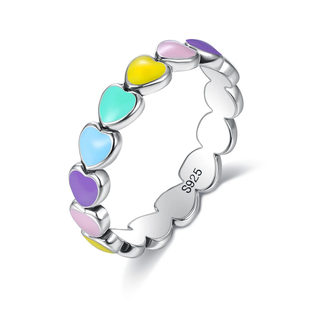 Heart Shaped Rainbow Ring Female Fashion Love Drop Oil Ring