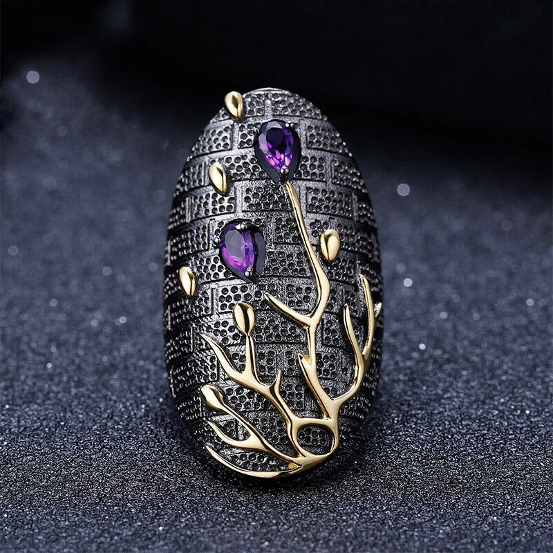 Modern Exaggerated Electroplating Alloy Tree Artistic Conception European And American Ring