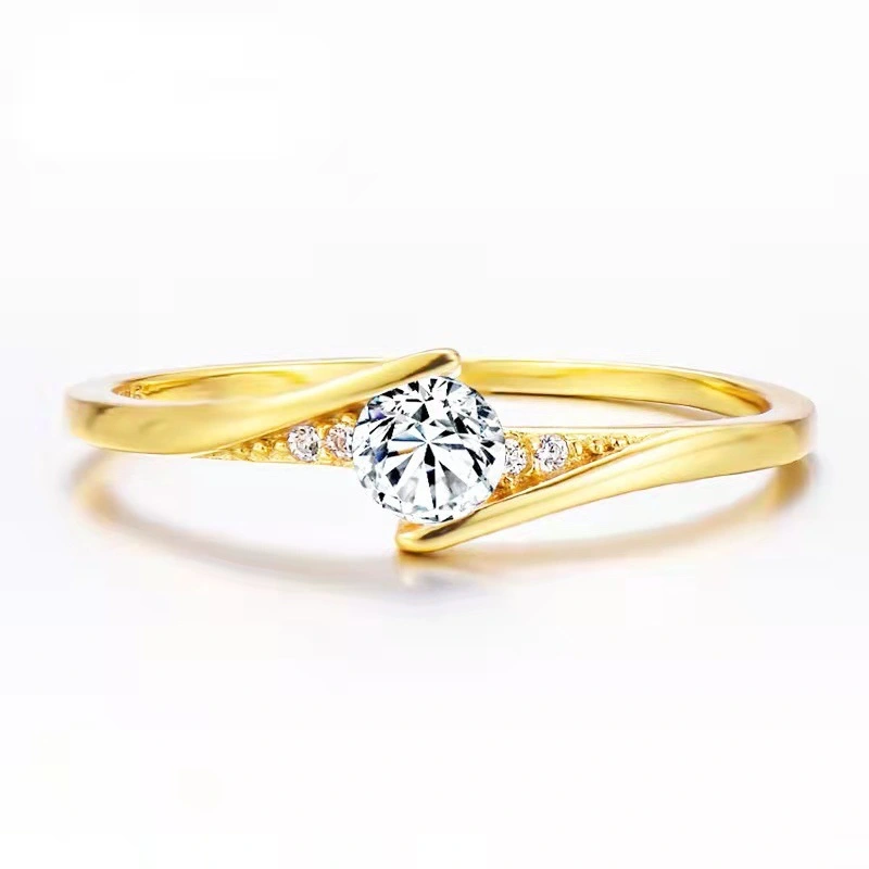 European And American Gold-plated Engagement Ring Women