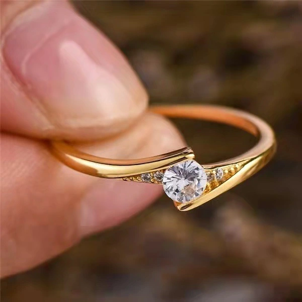 European And American Gold-plated Engagement Ring Women