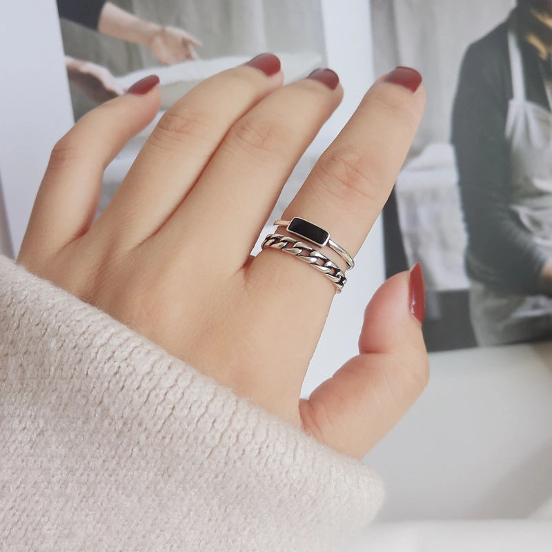 Fashion Simple Ladies Retro Letter Ring