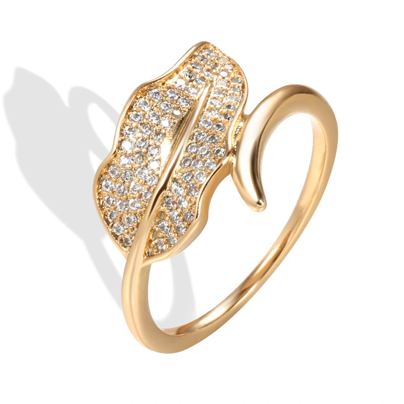 Rose Gold Zircon Simple Small Leaf Banquet Ring