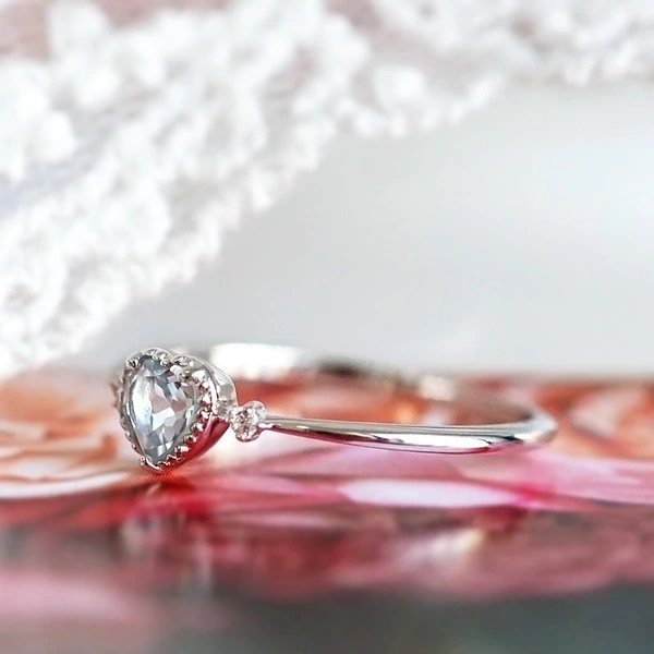 Blue Topaz Heart Shaped Engagement Ring