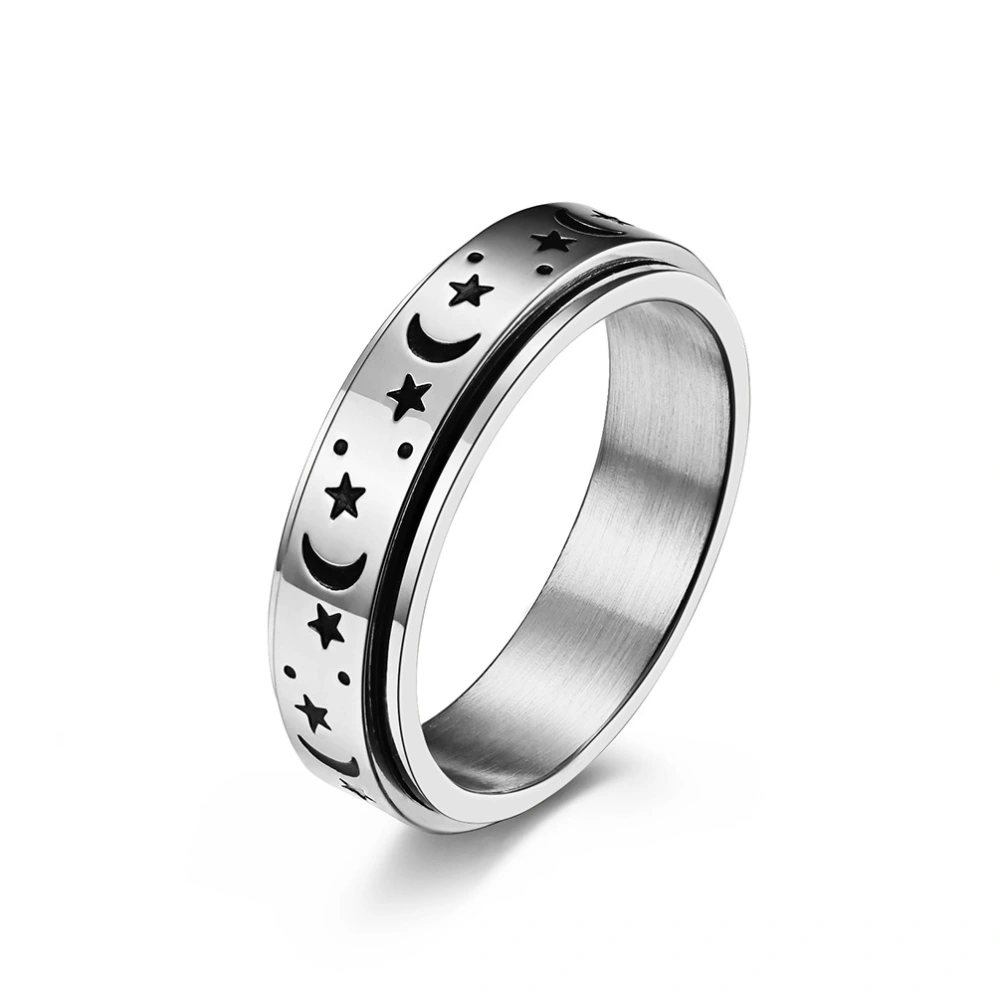 Star Moon Stainless Steel Ring Ring