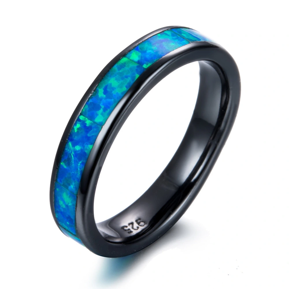 European And American Fashion Black Gold Opal Ring