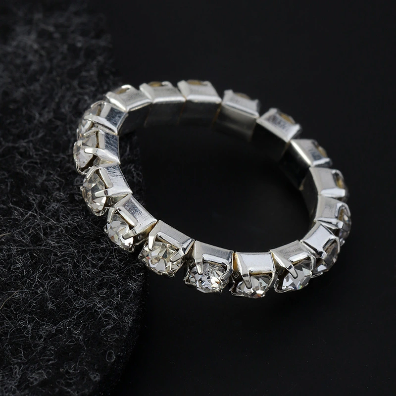 Temperament Full Diamond Claw Chain Ring Female Multi-draining Diamond Elastic Index Finger Ring