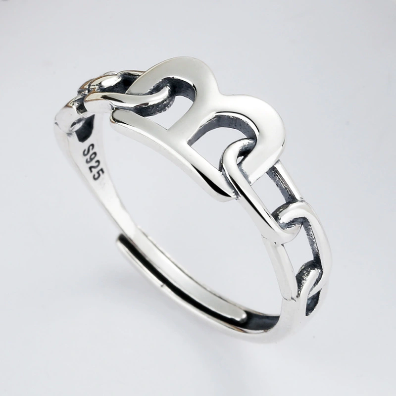 Fashion Sterling Silver Letter B Ring