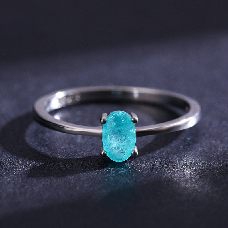 Imitation Paraiba Tourmaline Ring Women