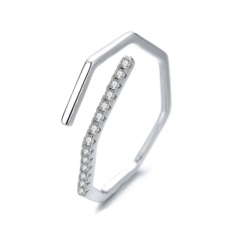 Sterling Silver Geometric Line Cross Ring